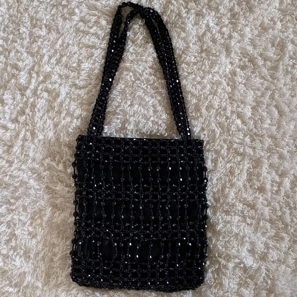 Vintage Sparkly Black Bead Purse - Picture 1 of 6